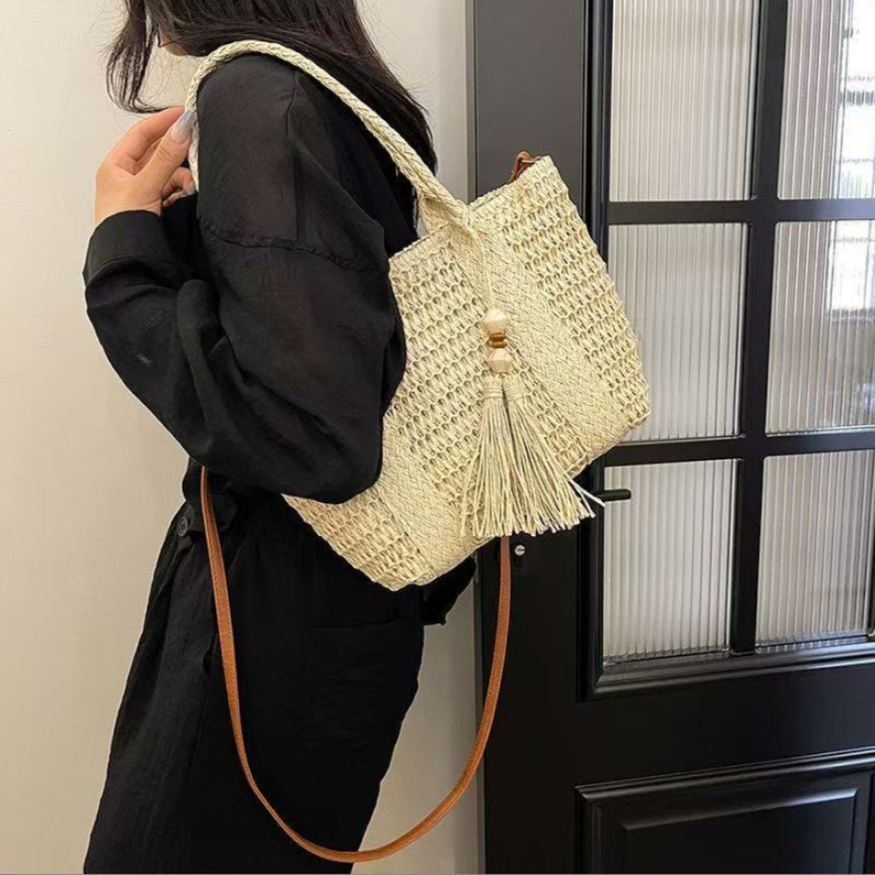 Woven Straw Bag - Tas Selempang Wanita Gaya Baru Anyaman