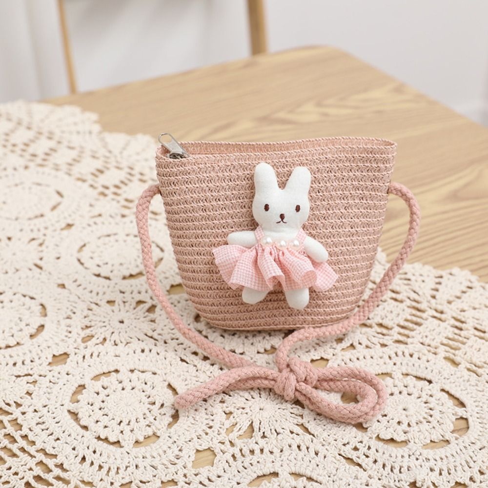 Woven Straw Bag - Tas Jerami Mini Kelinci Kartun Lucu