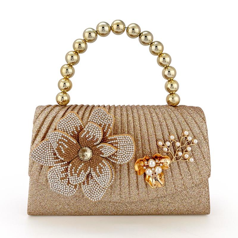 Women Bags Golden - Tas Makan Malam Berlian Berkilau Emas,