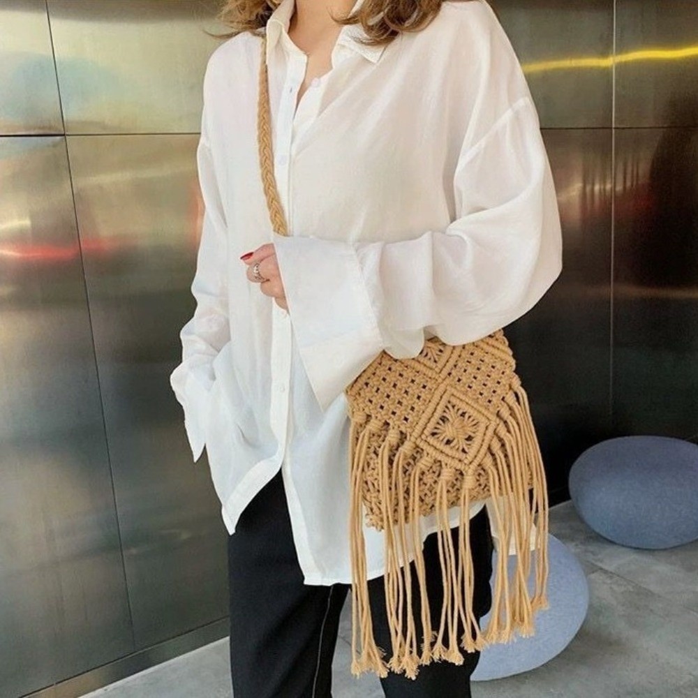 Tas Jerami Tenun Gaya Etnik Wa - Woven Straw Bag ulasan dan harga