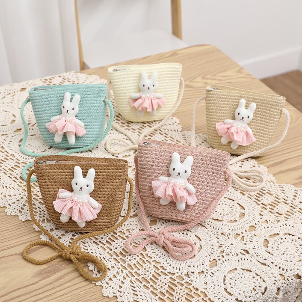 Tas Jerami Mini Kelinci Kartun - Woven Straw Bag ulasan dan harga