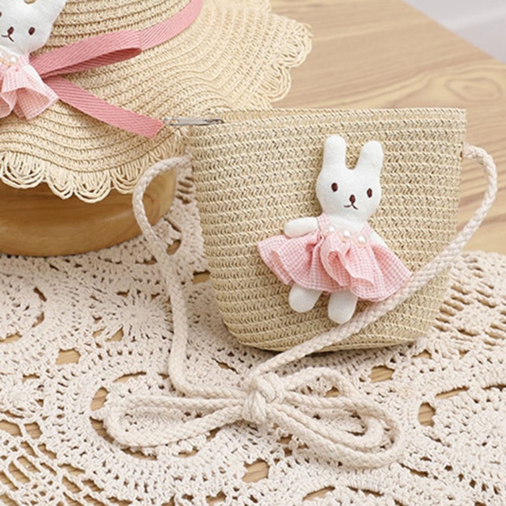 Tas Jerami Mini Kelinci Kartun - Woven Straw Bag ulasan dan harga